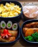 卵そぼろ竹輪枝豆鶏照焼春巻お弁当盛付覚書