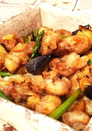 豚バラとナスとアスパラの揚げ浸し-レシピのメイン写真