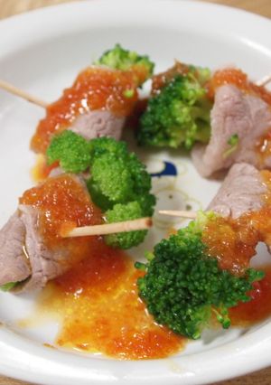 ブロッコリーの豚肉巻き☆人参ソース-レシピのメイン写真