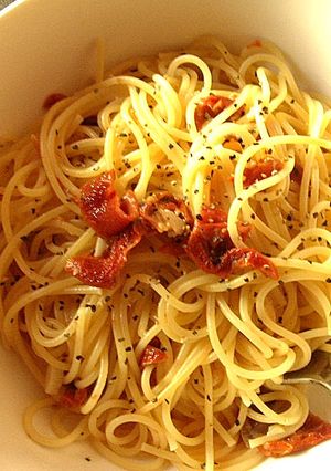 ドライトマトのオイル漬けでパスタ。-レシピのメイン写真