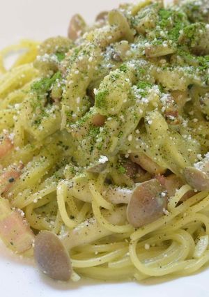 抹茶クリームパスタ　ベーコンしめじ-レシピのメイン写真