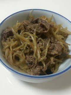 牛肉とごぼう、もやしのすき焼き風煮-レシピのメイン写真