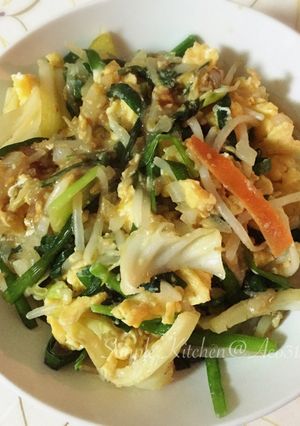 ミックス野菜で卵とニラの炒め物-レシピのメイン写真