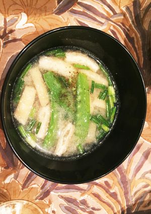 ＊絹さやと油揚げのお味噌汁-レシピのメイン写真