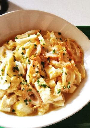 レンジで簡単!豆腐とちくわの卵とじ丼-レシピのメイン写真