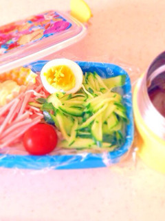 冷やし中華うどん 弁当-レシピのメイン写真