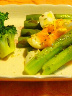 簡単美味しい♪アスパラと半熟玉子のサラダ-レシピのメイン写真