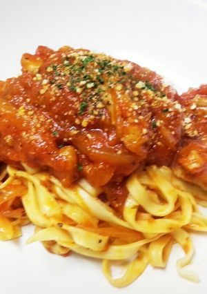 コロコロポ—クのトマトソ—スパスタ-レシピのメイン写真
