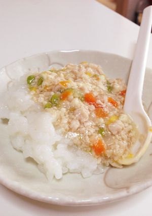 離乳食中期〜 鶏挽肉と豆腐のそぼろあん-レシピのメイン写真