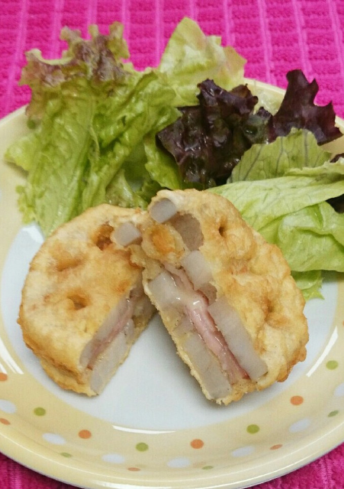 れんこんの洋風はさみ揚げ天ぷら❗-レシピのメイン写真