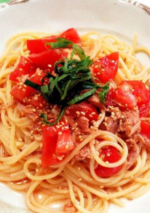 簡単☆トマトとツナの和風冷製パスタ-レシピのメイン写真
