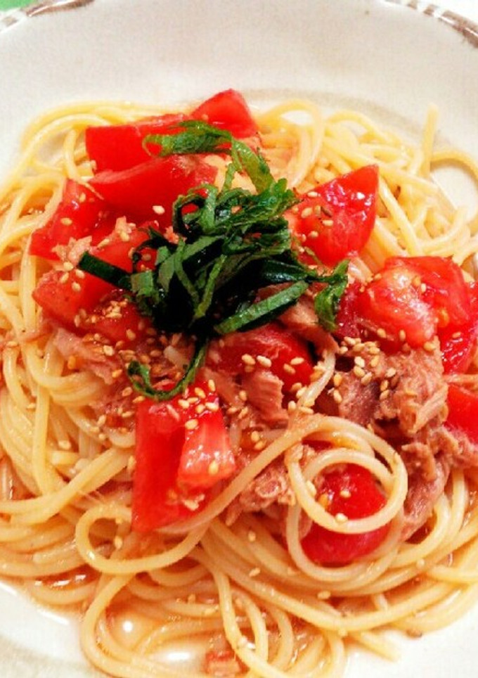 簡単☆トマトとツナの和風冷製パスタ-レシピのメイン写真