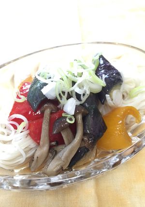 揚げ浸しで☆夏野菜ぶっかけそうめん-レシピのメイン写真