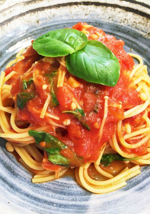 バジルトマトスパゲッティー・パスタ-レシピのメイン写真