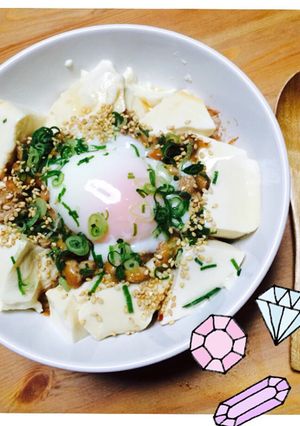 ひとりごはん♡豆腐と納豆のずぼら丼♡-レシピのメイン写真