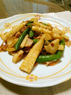 破竹(筍)とスナップえんどうの海老炒め♬-レシピのメイン写真