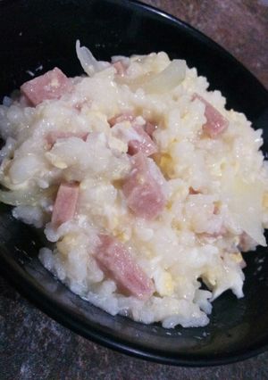 ずぼら過ぎるスパムと玉ねぎのおじや-レシピのメイン写真