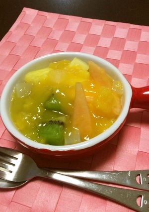 カットフルーツのオレンジゼリーがけ-レシピのメイン写真