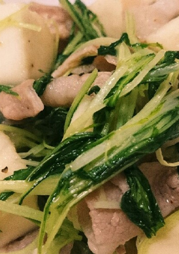 ★水菜と豚肉とはんぺんのシンプル炒め★-レシピのメイン写真