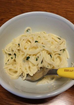 離乳食～完了期　ささみ和風クリームスパ-レシピのメイン写真