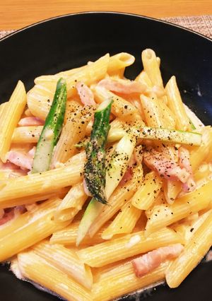 ベーコンとアスパラのクリームパスタ-レシピのメイン写真