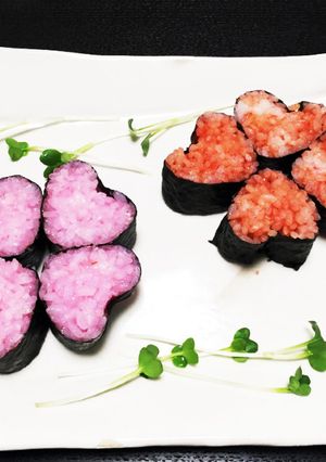 パーティーや誕生日に！ハート飾り巻き寿司-レシピのメイン写真