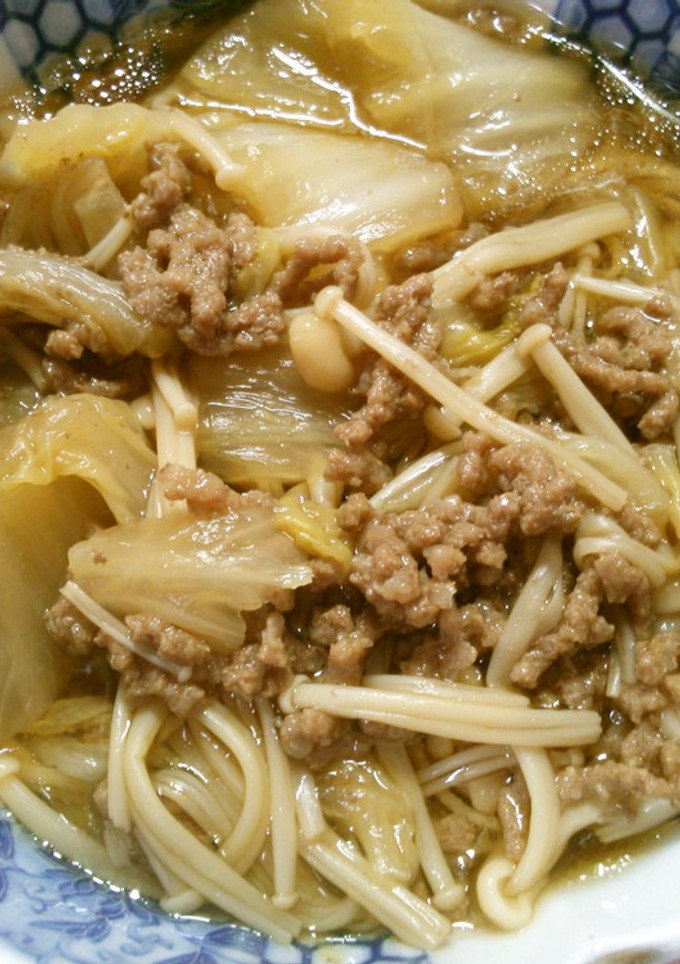 簡単　和食！白菜と挽き肉　えのきの煮物-レシピのメイン写真