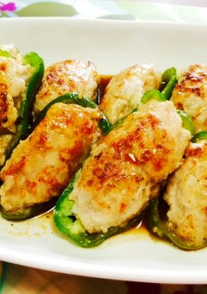 卵なし★ピーマンの肉詰め(照り焼き)-レシピのメイン写真