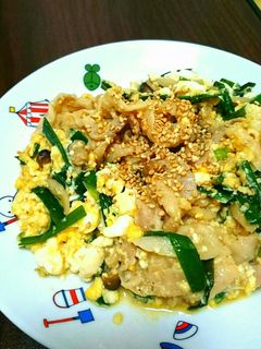 栄養満点!!ニラ玉炒め豆腐入り♪-レシピのメイン写真