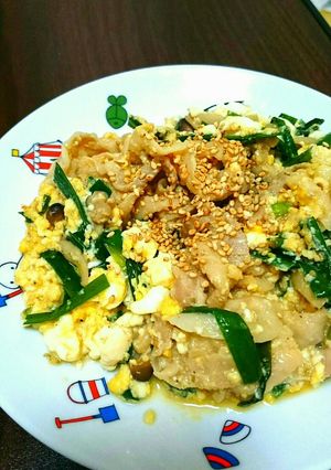 栄養満点！！ニラ玉炒め豆腐入り♪-レシピのメイン写真