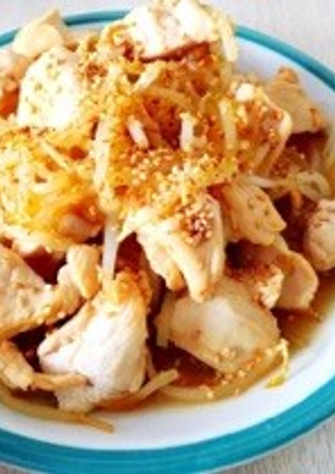 1人暮らしの鶏ムネ肉ともやしの酢の物炒め-レシピのメイン写真