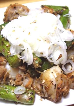 アスパラとベビーホタテの塩ニンニク焼き-レシピのメイン写真