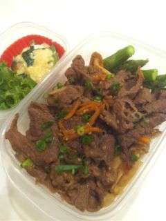 牛丼+小松菜の玉子とじ弁当-レシピのメイン写真