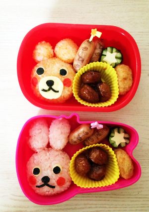 くまさん☆うさぎさん☆デコふり☆キャラ弁-レシピのメイン写真