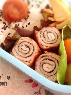 お弁当に♬豚と大葉のくるくる巻き焼き-レシピのメイン写真