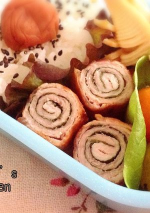 お弁当に♬豚と大葉のくるくる巻き焼き-レシピのメイン写真