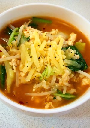 簡単！5分でdietプチっとキムチ雑炊-レシピのメイン写真