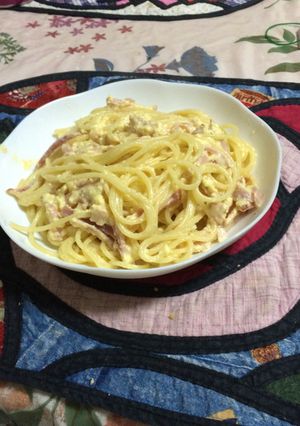 有る材料で、スパゲッティカルボナーラ-レシピのメイン写真