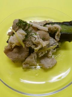 ナスの素揚げと豚肉の生姜煮-レシピのメイン写真