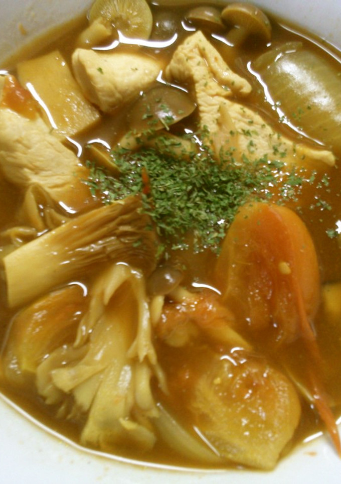 簡単♪きのこと鶏肉、トマトのカレースープ-レシピのメイン写真