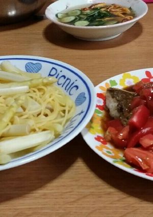 ホワイトアスパラのスープパスタ-レシピのメイン写真