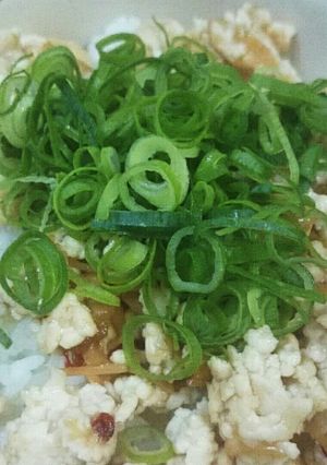 簡単ズボラ飯！鶏ひき肉となめ茸の丼-レシピのメイン写真