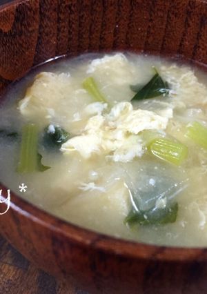 Caたっぷり！小松菜のかき玉お味噌汁-レシピのメイン写真