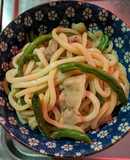 簡単★豚肉といんげんの焼きうどん