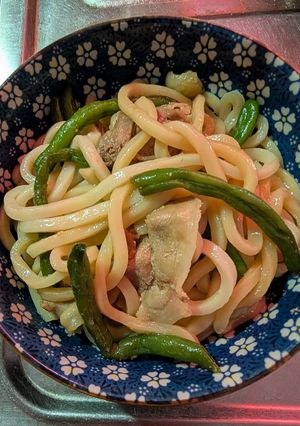 簡単★豚肉といんげんの焼きうどん-レシピのメイン写真