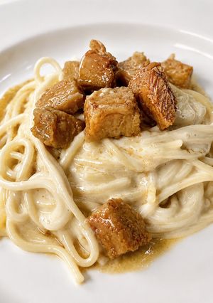 驚きの美味しさ♪豚の角煮のクリームパスタ-レシピのメイン写真