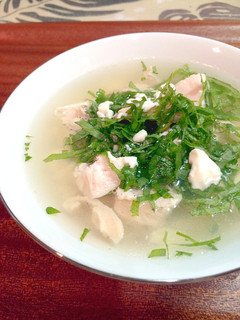 大葉香る♪ゆで鶏とくずし豆腐の和風スープ-レシピのメイン写真