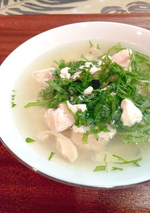 大葉香る♪ゆで鶏とくずし豆腐の和風スープ-レシピのメイン写真