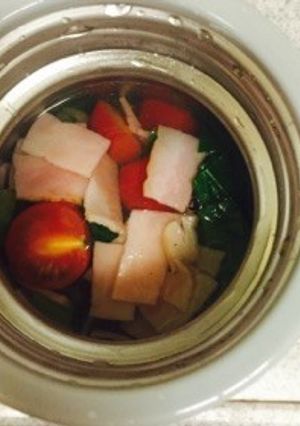 【スープジャー】小松菜トマトベーコン豆腐-レシピのメイン写真