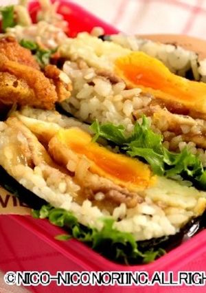 生姜焼きと目玉焼きのがっつりおにぎらず-レシピのメイン写真